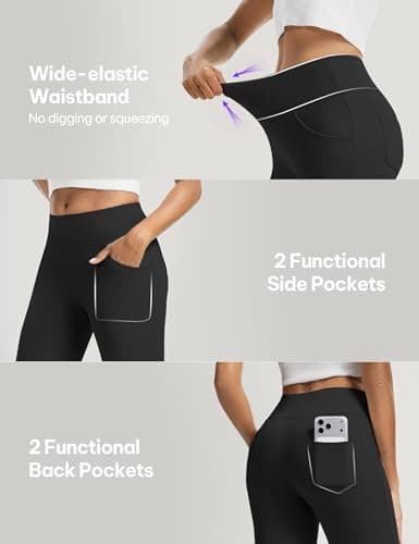 AVAMO Womens Dress Pants Straight Leg High Waisted Pull On Stretchy Work Pants Business Casual Slacks Office with Pockets Black - Thumbnail 4