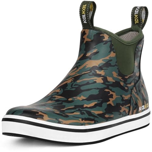 Kalkal Men's Deck Boots Anti-Slip Saltwater Fishing Rain Boots with Memory Foam, Waterproof Rubber Ankle Work Boots for Sailing (Size 7-14) - Image 1