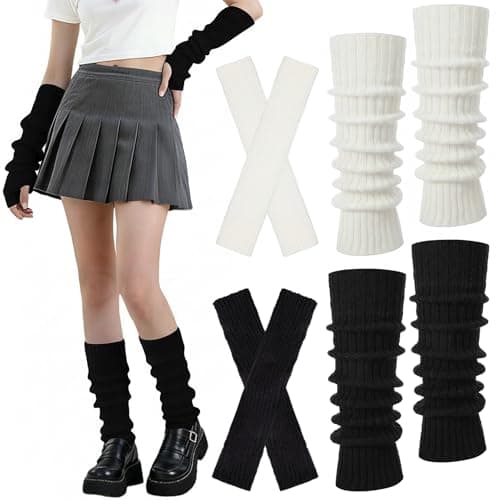 Jspupifip Y2K Leg Warmers for Women, Arm Warmers Streetwear Leg Cover Retro Stretchy Dance Accessories for Japanese Harajuke Cosplay Lolita Rave Festival, Anime Cosplay(4 Pairs) - Image 1