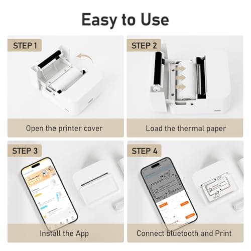NULLTONEX Portable Thermal Mini Sticker Printer: Wireless Bluetooth Label Maker Machine for Small Business Trip Travel Home Office - 2 Inch Label Makers Perfect for iOS & Android Phone - Thumbnail 5