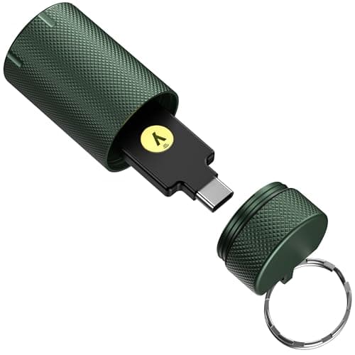 NOPKEY YubiKey Case for 5C NFC & 5 NFC, Metal Hard Shell Keychain Case, Waterproof & Shockproof,Everyday Carry (Green) - Image 1