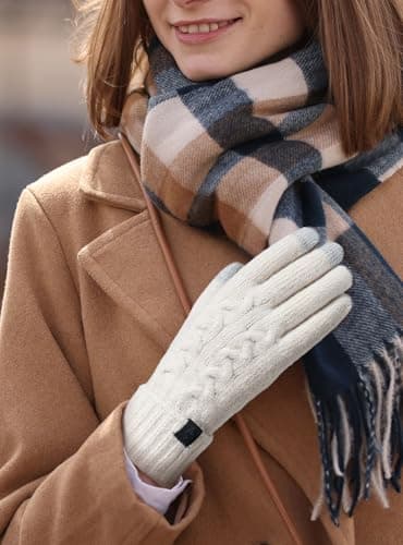 TRENDOUX Winter Driving Running Biking Hiking Walking Wool Gloves for Ladies, Typing Texting Soft Glove for Indoor Office, Cozy Season Gift - Thumbnail 6