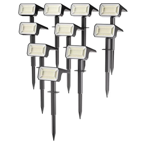 Fabrito Solar Spot Lights Outdoor 10 Pack, [108Leds, 4 Modes] Auto On/Off Spotlights, IP67 Waterproof Landscape Lights for Tree, Yard, Patio, Pool, Pathway, Driveway, Cold White - Image 1
