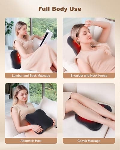 KINGJOY 2-in-1 Cordless Shiatsu Back Massager with Heat, Upgraded 4D Liftable Massage Nodes & Dual-Side Heating, Deep Tissue Kneading for Back Pain Relief, Gift for Women Men, Home Office Use - Thumbnail 6