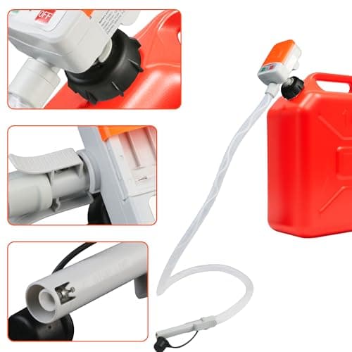 Fuel Transfer Pump with Auto-Stop Sensor Battery Powered,3 Tank Adapter, Cordless Battery Siphon Pump for Gasoline, Diesel, Kerosene – Ideal for Vehicles, Lawn Mowers - Thumbnail 5