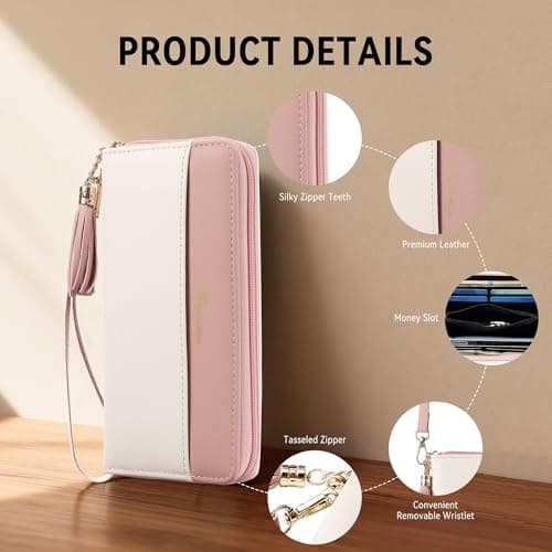 Travelambo Womens Wallet Tassel Bifold Ladies Cluth Wristlet Wrist strap Long Purse - Thumbnail 5