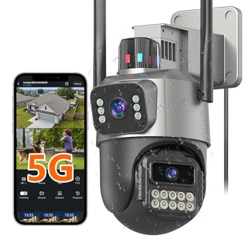 5G Security Camera Outdoor, 6MP Dual Lens 6X PTZ Outside Cameras for Home Security, IP66 Waterproof Wired,2-Way Audio,Motion Tracking,Pan/Tilt,Color Night Vision, Light Alarm, 24/7 SD Recording/Cloud - Image 1