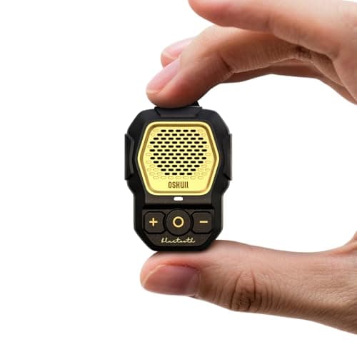 MFish Wearable Bluetooth Speaker, Clip-On Mini Portable Speaker with Built-in Mic for Hands-Free Calls, IPX67 Water/Dust Resistant, Ultra-Lightweight, Playtime, 4X Strong Clip Gold - Image 1