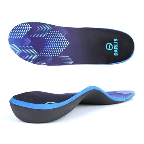 Heavy Duty Support Pain Relief Insoles, 220+ lbs Plantar Fasciitis High Arch Support Inserts, Flat Feet, Heel Pain, Work Boots Insoles for Men & Women, Shock Absorb in Every Step Blue (M 5-5.5) - Image 1