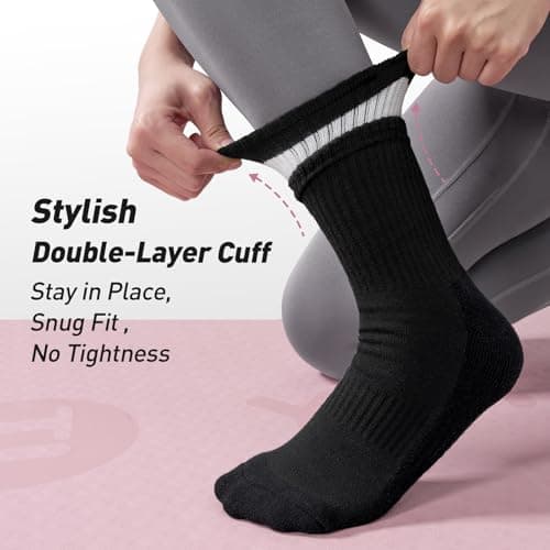 LETSHAKE Grippy Socks Woman, Pilates Socks Non Slip, Grip Socks Pilates for Yoga Ballet Workout Hospital（Black,White,Grey） - Thumbnail 4