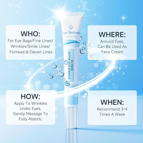 Under Eye Cream, Retinol Cream for Eye Bags and Wrinkles, Eye Bag Treatment for Men Women, Eye Cream with Caffeine for Dark Circles and Puffiness Tightener, 15ml/0.5 fl.oz - Thumbnail 6