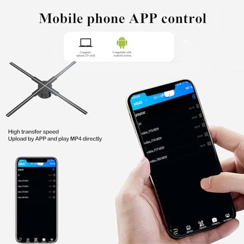 3Dhologramfan, 52cm 3Dhologramfan Projector HD LED Holographic Christmas Tree Advertising Display with Remote Bluetooth WiFi,1500 Video Library for Business,Bar,Halloween Missyou 20.5 Inch - Thumbnail 5