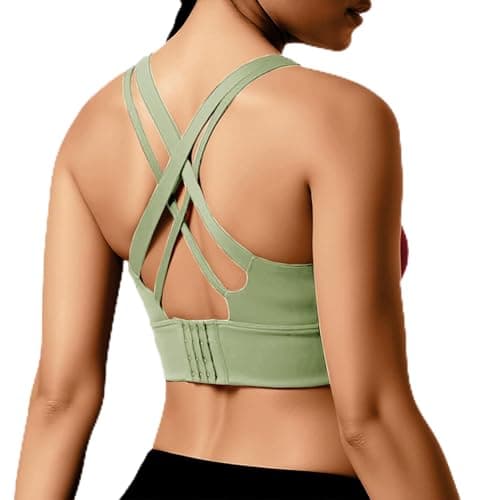 BaseTry High Impact Sports Bra for Women - Padded Seamless Support Bra for Yoga Gym Workout Fitness -High Support Running Bra (US, Alpha, Medium, Regular, Regular, Green) - Image 1