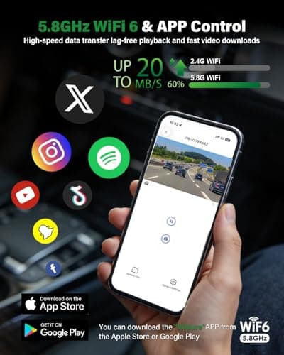 Nymzview 4K+2.5K+2.5K 3 Channel Dash Cam - Front/Rear/Inside - 5.8GHz WiFi 6 Dashcam with IR Night Vision, 64GB Card, 24H Parking Mode, G-Sensor - Car Dash Cam for Rideshare & Taxi - Thumbnail 3