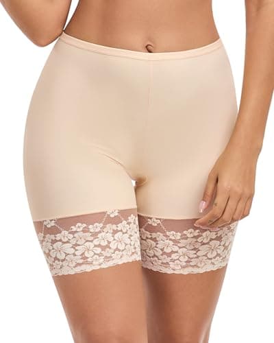 AugYew Lace Slip Anti Chafing Shorts for Under Dresses Women, Cooling Spandex Smoothing Biker Safety Underwear Boyshorts Panties,(Nude),XXXL - Image 1