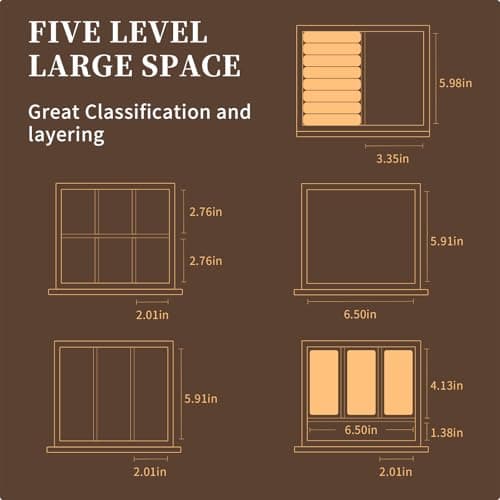 Palinna Glass Jewelry Box, 5-Layer Storage Case,Jewerly Boxes for Women Girls,Jewelry Gift Decorative Boxes, Art Painting Tabletop Ornament Organizer For Earring Necklace Watch Valentine's Day Gifts - Thumbnail 4