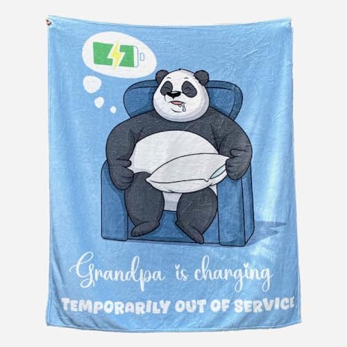JMsuertes Funny Grandpa Birthday Gifts, Grandpa is Charging Panda Blanket 60"x50", Gifts for Fathers Day Christmas, Super Soft Throws Blanket - Image 1
