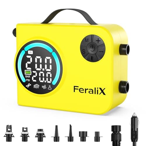 FeraliX Electric Paddle Board Pump 20 PSI,Rechargeable SUP Air Compressor with Auto Shut-Off,Dual Stage Inflation & Deflation for Paddleboards,Kayaks,Boats and Other Inflatables - Image 1