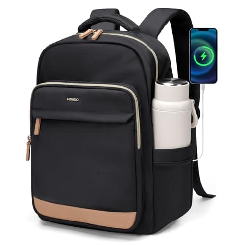 MDODO Laptop Backpack for Women,Travel Backpack with Laptop Compartment,Casual Daypack College Bookbag Computer Work Backpack, Black - Image 1