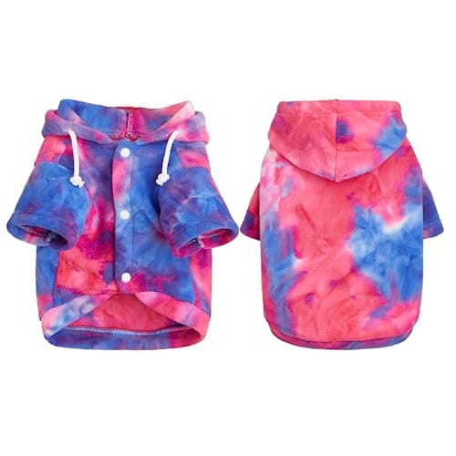 Mklhgty Tie Dye Dog Hoodie, Winter Coat for Small Dogs - Ultra-Soft Adjustable Warm Hood, Breathable Comfort Fabric for Daily Use - Thumbnail 5