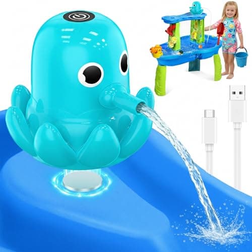 Water Table Pump, Battery Powered Continuous Water Pump for Water Table, Cordless Octopus Rechargeable Magnetic Pump, No Drill Installation, Outdoor Water Play Accessory for Kids (Green) - Image 1