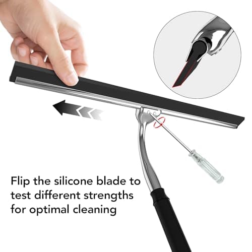 Shower Squeegee with Long Handle, 15-51" Telescopic Squeegee for Window Cleaning, Window Squeegee for Glass Doors, Extendable Window Cleaner Tool for Tile Walls, Sliding Door, Floor, Car Windshield - Thumbnail 3