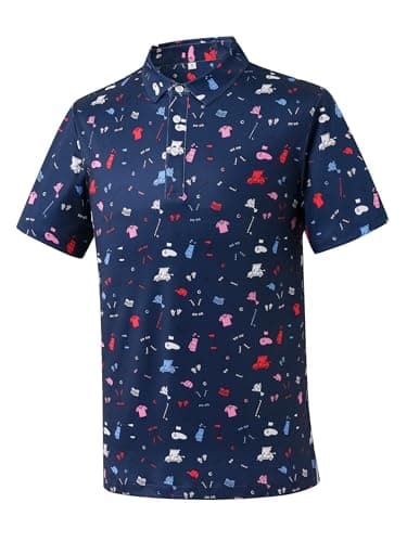 Bnosio Golf Polos for Men Funny Moisture Wicking Golf Shirts Performance Quick-Dry Polo Shirts Short Sleeve Navy Golf Club Medium - Image 1