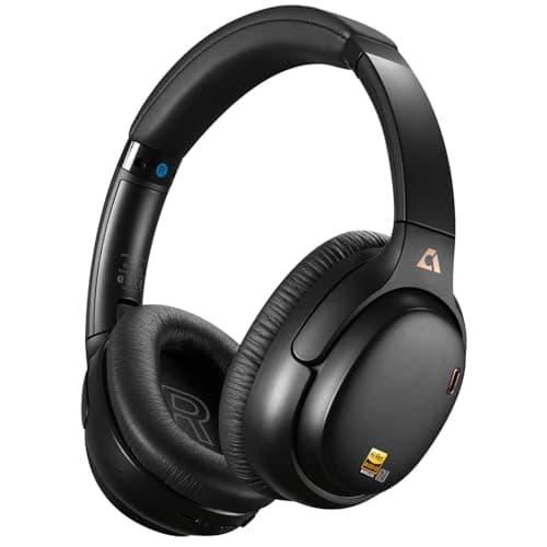 1Mii AI E700 Hybrid Active Noise Cancelling Headphones, Bluetooth Over Ear, Wireless Hi-Res Audio with LDAC & aptX Low Latency for Airplane Travel & Home TV, AI Translation & Custom EQ via APP, Black