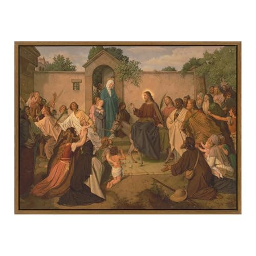 Vintage Framed Jesus Wall Art, Religious Wall Decor for Pray Room Christmas Decorations Canvas Wall Prints Jesus Pictures,Serenity Prayer Wall Art for Baptism Gifts,12x16 - Image 1