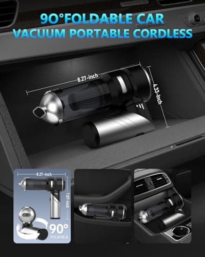 NEVERLAND Handheld Vacuum Cordless Car Vacuum - 15000PA High Power 4-in-1 Portable Foldable Small Detailing Kit, Rechargeable Hand Held Vacuum for Car Home Office - Thumbnail 5