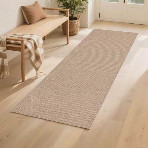 Arvenchy Easy Jute Rug 2x6: Indoor Outdoor Natural Boho Area Rugs for Hallway Patio Non Slip - Farmhouse Neutral Contemporary Carpet Mat for Entryway Kitchen Laundry Room Bedroom Washable - Image 1