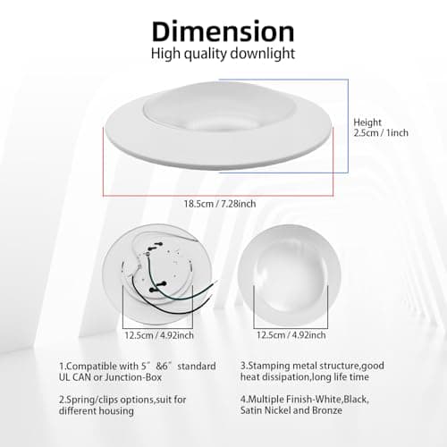 AHIMORI 15w Led Flush Mount Ceiling Light 1200lm Round Disk Light Dimmable 5 Cct 3000k -5000k Wafer-Thin Recessed Can Lamp Low Profile Modern Fixture for Bedroom Kitchen Hallway 4 Pack - Thumbnail 5