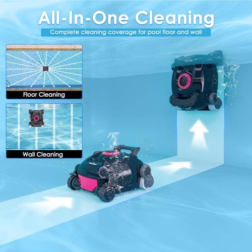 Cordless Robotic Pool Cleaner, Wall Climbing, Lightweight, Extended Battery Life, 8L Large Capacity, Advanced Dual-Motor, X1 Auto Pool Vacuum for Inground & Above Ground Pools Up to 1100 Sq.Ft, Pink - Thumbnail 2