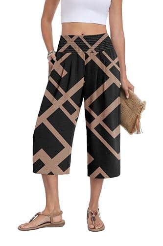 Lepunuo Women's Baggy High Waist Pants Spring Summer Capri Flowy Casual Pants with Pockets 2026 - Image 1