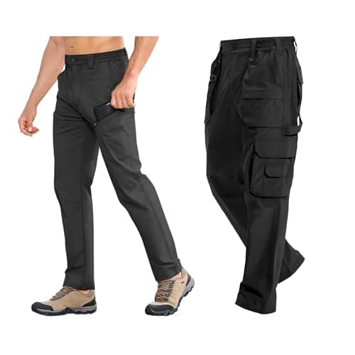 MOURCE Water Resistant Lightweight Mens Tactical Cargo Pants and Hiking Pants with Pockets 32L, Black XL - Image 1