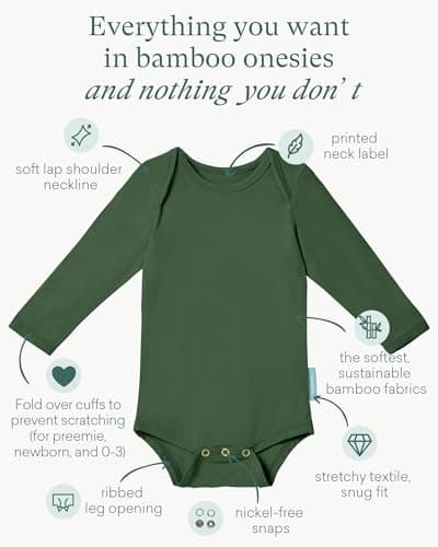 PurComfy Bamboo Rayon Long Sleeve Baby Bodysuits, Premium Soft Bodysuits Unisex Boy Girl White Bodysuit 0-3-6-9-18-24 months, 6-pack - Thumbnail 2