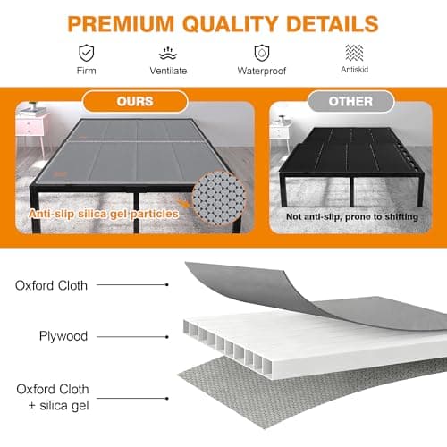 Drwwi Bunkie Board Twin 10mm(38” x 75”), Folding Mattress Support Board for Metal Bed Frame, Anti-Sag, Non-Slip Base & Noise-Free,Grey - Thumbnail 6