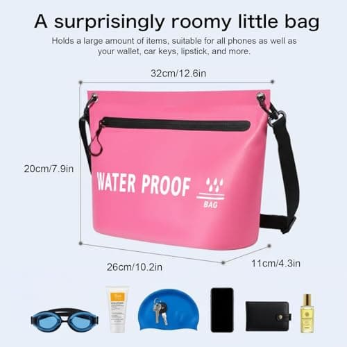 UOEPOWA Splash-Resistant Travel Toiletry Bag, Lightweight Organizer Pouch with Shoulder Strap, Portable Storage Bag for Beach - Thumbnail 4