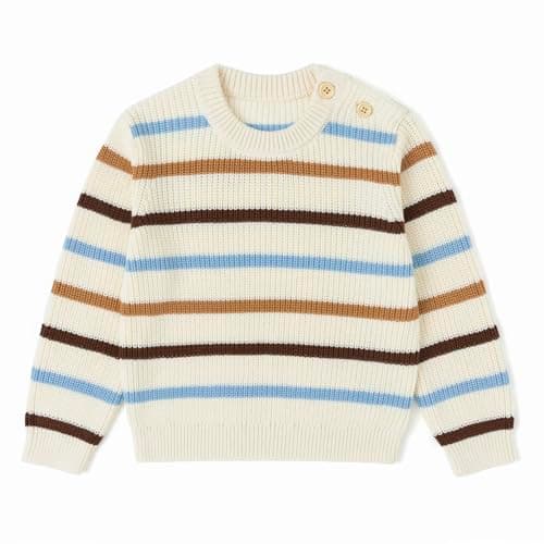 Curipeer Baby Boys' Girls' Cable Knit Sweater Long Sleeve Toddler Pullover Tops Striped 6-12 Months - Image 1