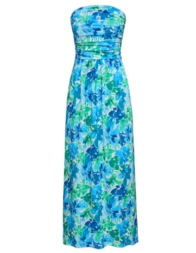 GRACE KARIN Women's 2024 Summer Bohemian Floral Printed Strapless Beach Party Long Maxi Dress - Image 1