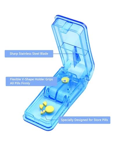 Pill Cutter Splitter for Small and Tiny Pills Best Pill Cutter Splitter 1/4 Vitamins Pill Splitter Cuts with Shield Medicine Tablet Cutter Doubles as a Pill Organizer - Thumbnail 3