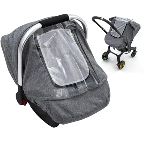 Baby Car Seat Rain Cover, Waterproof Carseat Cover with Transparent Window, Breathable Infant Car Seat Weather Shield for Girls Boys, Anti-Collapse Canopy Covers for Doona - Image 1