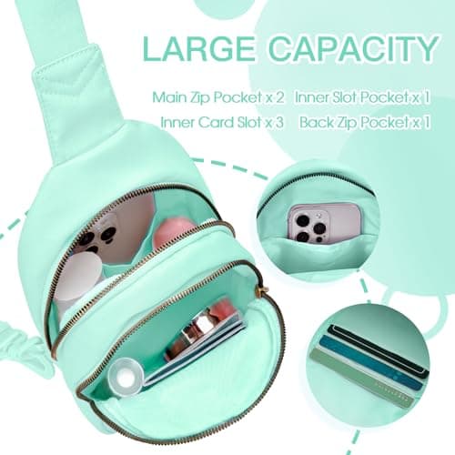 Viverte Small Initial Sling Bag Cross Body Bag Fanny Pack for Girls Teen Girl Gifts Trendy Stuff Personalized Gifts for Tween Teenager Girls Cute Cool Stuff for Girls (Light Green-Z) - Thumbnail 3