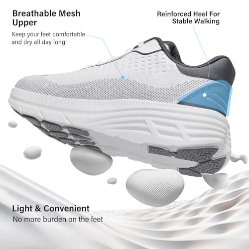 Wirpex Women's Wide Toe Box Walking Shoes–Non Slip Comfortable Cushioned Fashion Sneakers for Bunions Lightweight Zero Drop Tennis Running Shoe with Roomy Fit Grayish-White Size 9 - Thumbnail 5