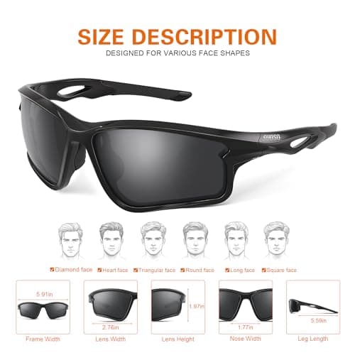 suoso Polarized Sports Sunglasses Men: Running Sunglasses Women UV400 Protection Wrap Around Glasses for Fishing Driving TR90 - Thumbnail 6