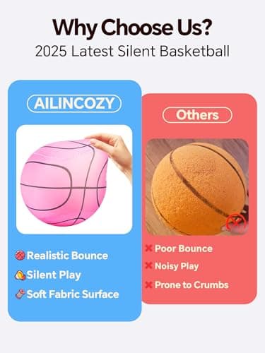 ALLINCOZY Covered Silent Basketball, Fabric Cover Soft Foam Airless Basketball, High Bounce, Noise-Free Training Ball, Gifts Packaging, Safe for Indoor Activities - Thumbnail 2