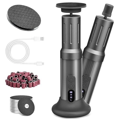 JINYAWA Electric Foot Callus Remover - 2-in-1 Rechargeable Cordless Foot File with LCD Display & 6 Speeds - Professional Foot Sander for Dead Skin, Thick Nails, Heels and Soles (Gray) - Image 1