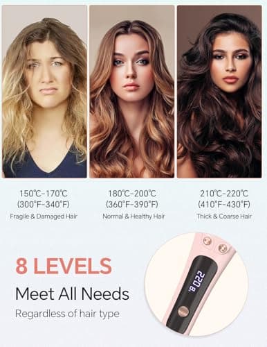 LANDOT Automatic Curling Iron 1-inch: Easy-to-Use Self Curling Wand with Auto Rotation, Anti-Tangle Technology for Beginners,Girls & Teens - Charming Pink - Thumbnail 5