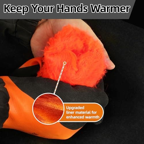 Schwer 2 Pairs 100% Waterproof Winter Work Gloves, ANSI A2 Cut Resistant Freezer Gloves for Outdoor Cold Weather Keep Hands Warm, Thermal Insulated Gloves for Shoveling Snow, Ice Fishing, L - Thumbnail 4