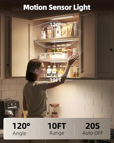 AMETHEUS 4Pack 12inch Under Cabinet Lighting with Remote, 2400mAh USB Rechargeable Battery LED Lights, Smart Motion Sensor Wireless Indoor, Dimmable 3 Color Temps Closet Light for Kitchen, Stairs - Thumbnail 4